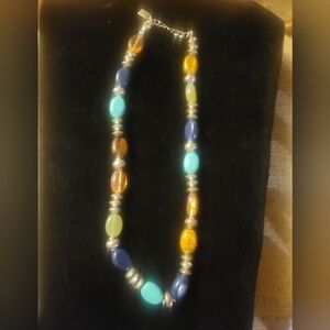 Chaps necklace Acrylic Beading Faux Turquoise Brown